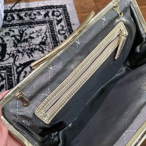 Vince Camuto metallic gold genuine leather clutch - Picture 9 of 10